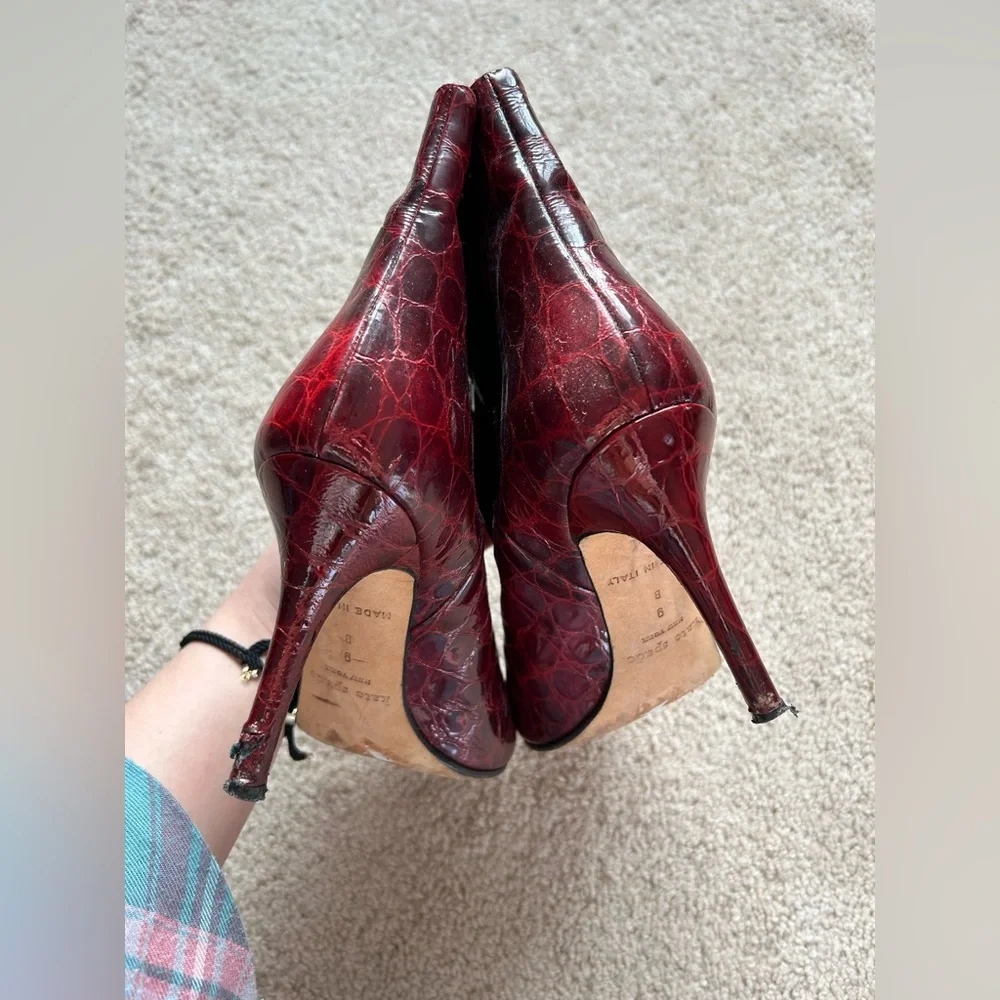 Kate Spade Katrina Burgundy Crocodile Alligator Boots
